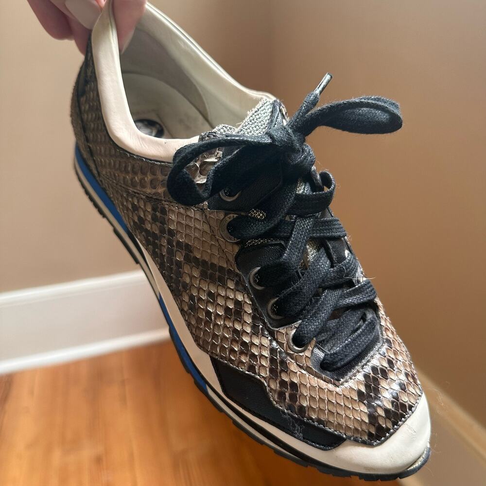 Lanvin brown snakeskin white blue accent leather sneakers SIZE‎ 36/5.5, 6 - Picture 8 of 8